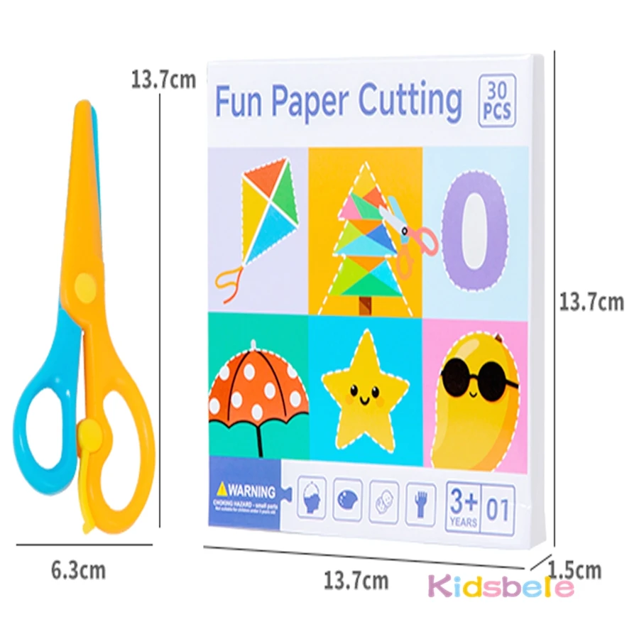 Gioco Montessori Fai-da-Te per Bambini, Set di 30 Fogli Colorati con Forbici per Sviluppare la Motricità Fine