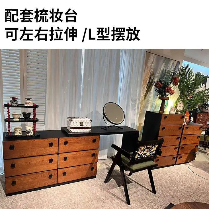 French antique style living room wall storage cabinet solid wood four five six bucket dresser integrated cabinetdining side cab