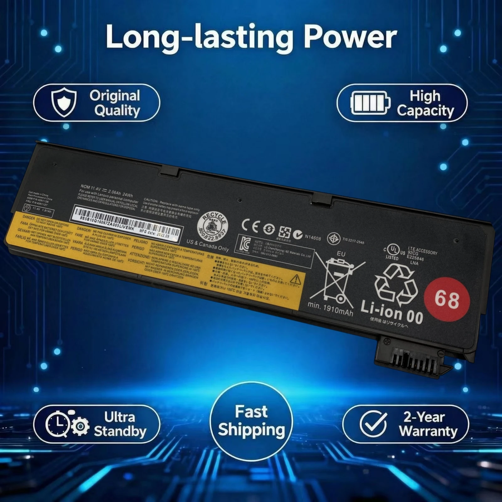 Original 45N1125 45N1126 Laptop Battery For Lenovo ThinkPad X240 T440S T440 X250 T450S X260 S440 S540 L450 L470 45N1775 01AV460