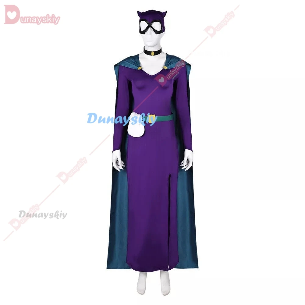 Donne Selinaaaa Cosplay Costume sexy Maschera Cintura Mantello Film Kyleee Abito Abbigliamento Abiti Vestito da festa di carnevale di Halloween