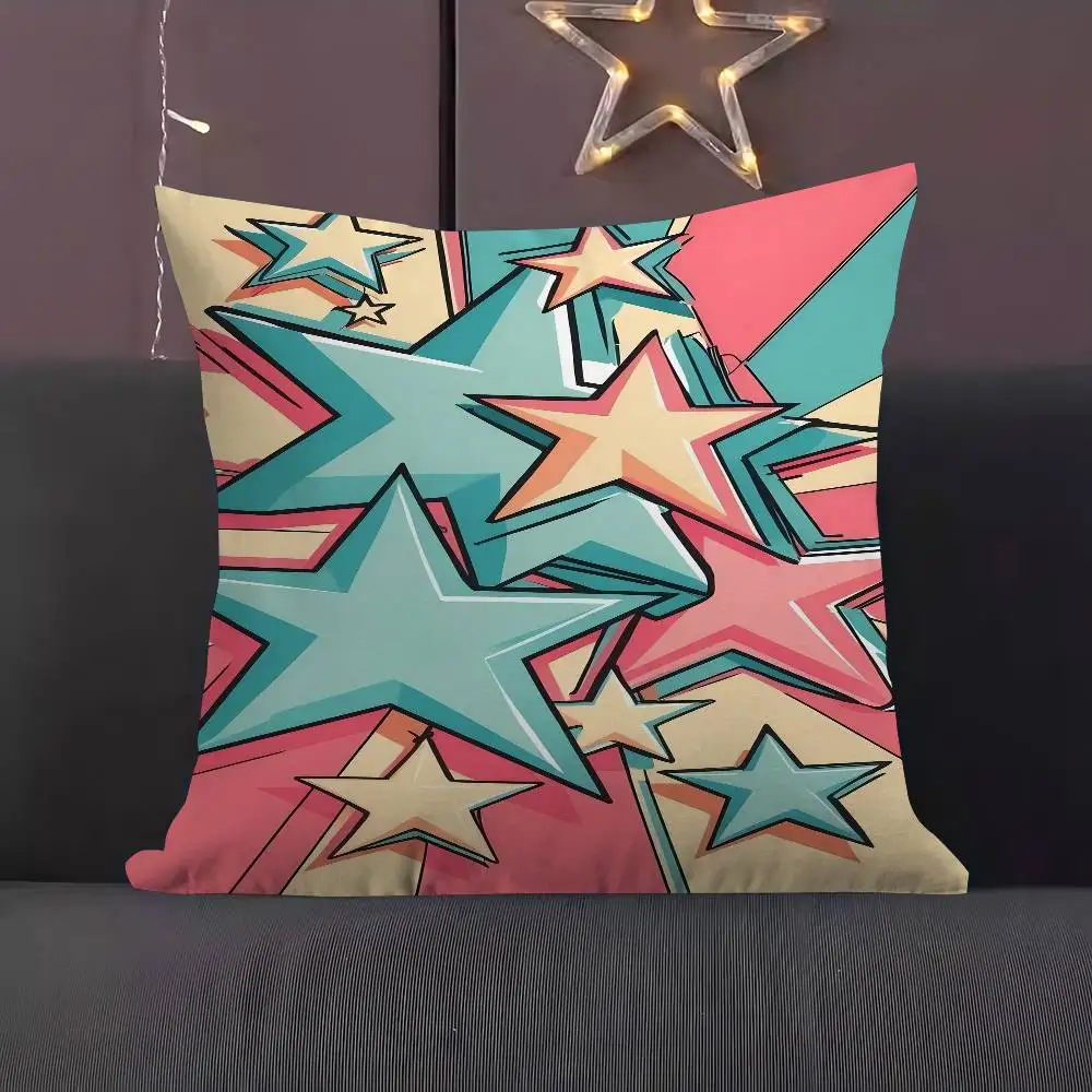 

Retro Star Burst Stitch Lucky Dragon Pillow Cover Sofa Cushion Cover Home Room Decoration Children Gift
