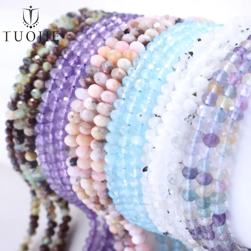 

TJ New Natural 3x4MM Faceted Green Zircon Gemstone Garnet Beads Loose Stone Beads for Jewelry Making DIY Accessories