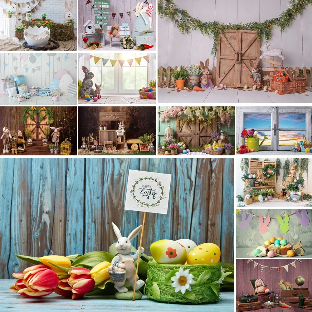 

MOON.QG Whimsical Easter Cottage Photo Background Candy House Trees Eggs Backdrop Portrait Photography Studio Photozone Poster