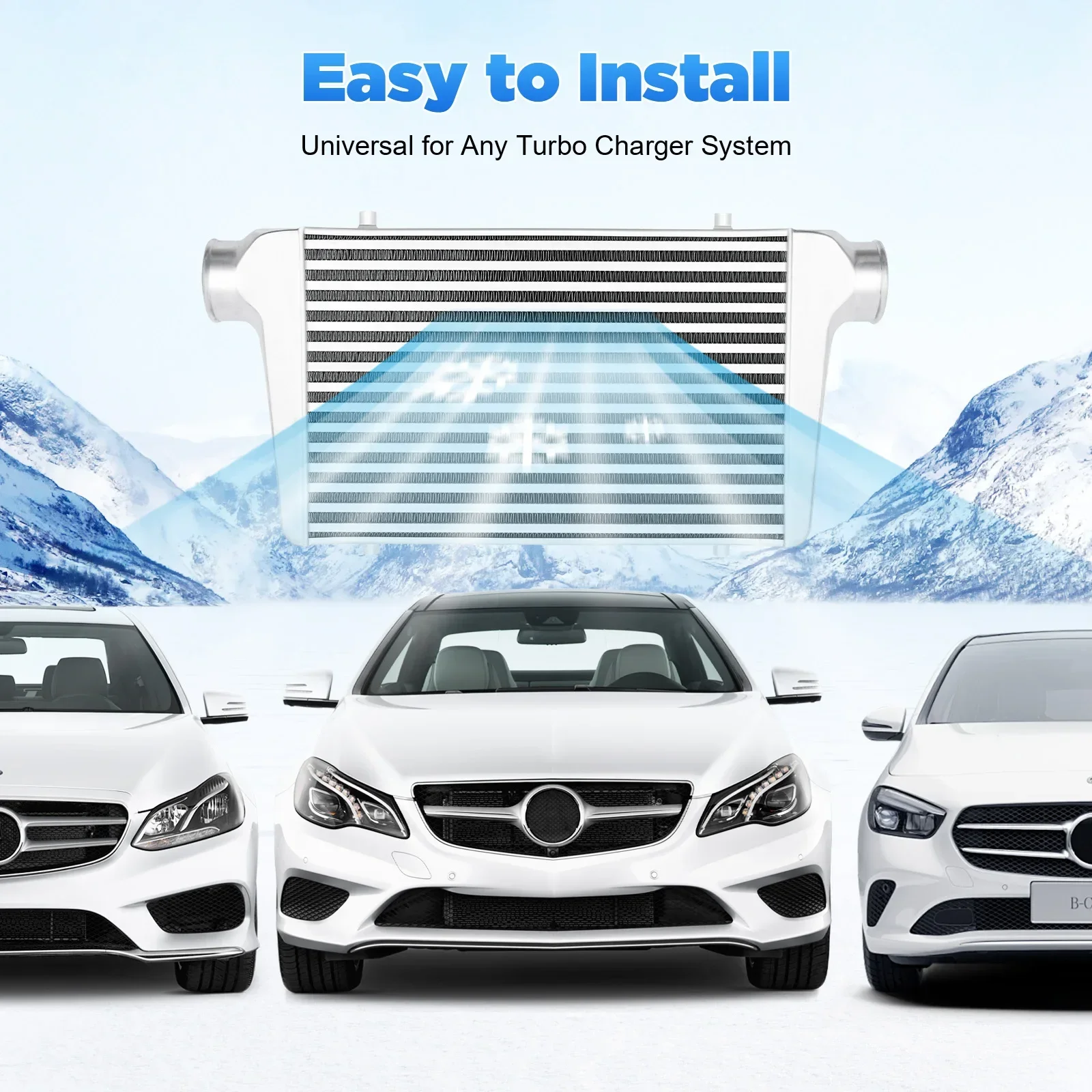 

Универсальный интеркулер, интеркулер с передним креплением, 3-дюймовый вход и выход, универсальный алюминиевый турбоинтеркулер, для турбосистем