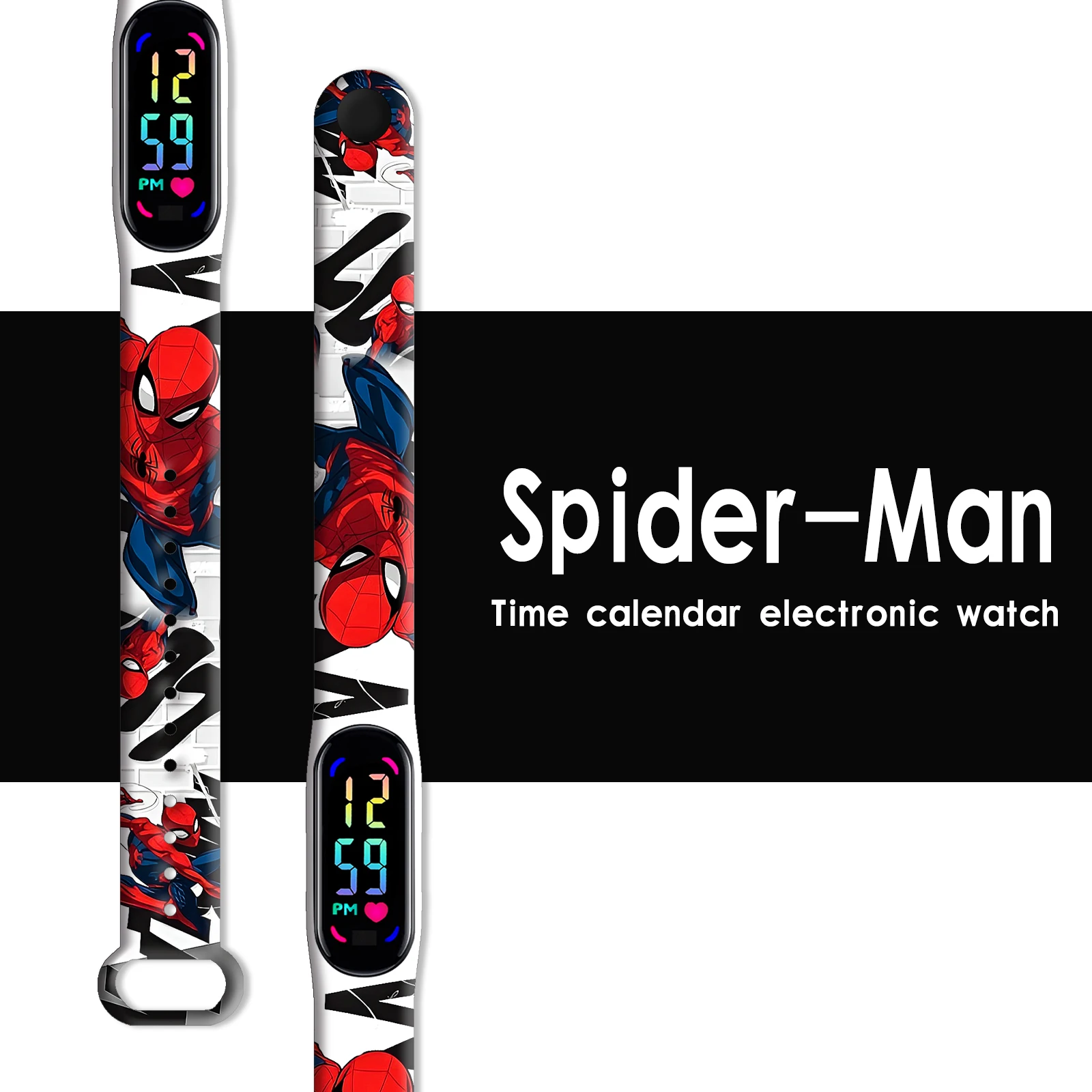 

Disney Spider-Man Students' Digital Watch Anime Figures Waterproof Touch LED Screen Electronic Sport Watches for Kids Gifts