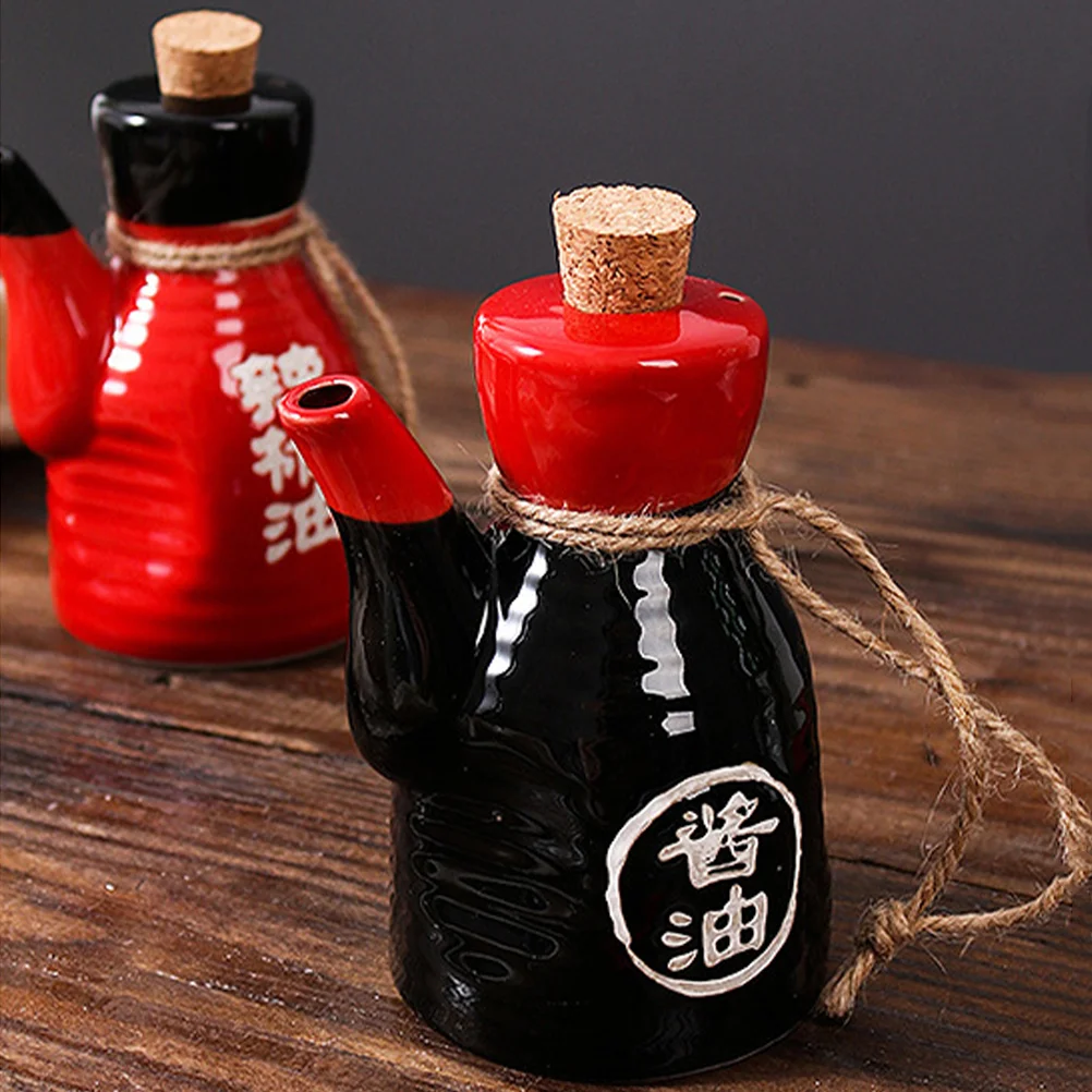 Sauce Bottle Ketchup Ceramic Soy Condiment Japanese Style Jar Balsamic Vinegar Kitchen Oil Pot Seasoning Black Liquid Travel