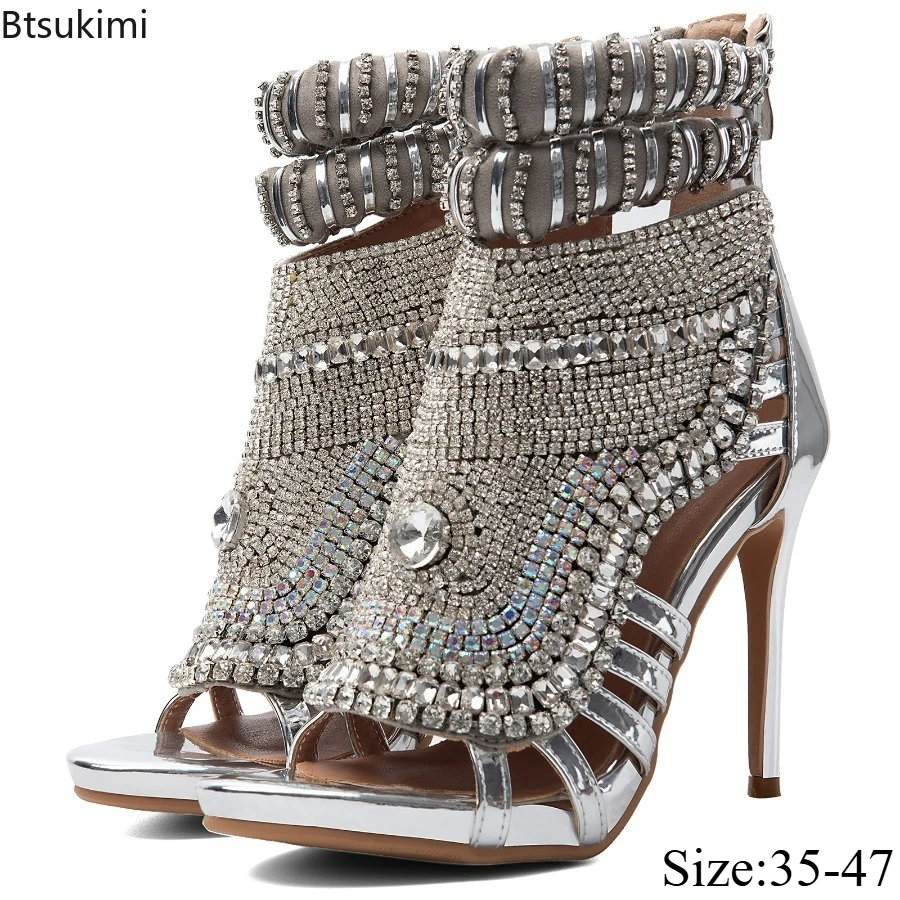 Crossfit Ladies - Women's Fashionable Rhinestone Hollow Out High-heeled