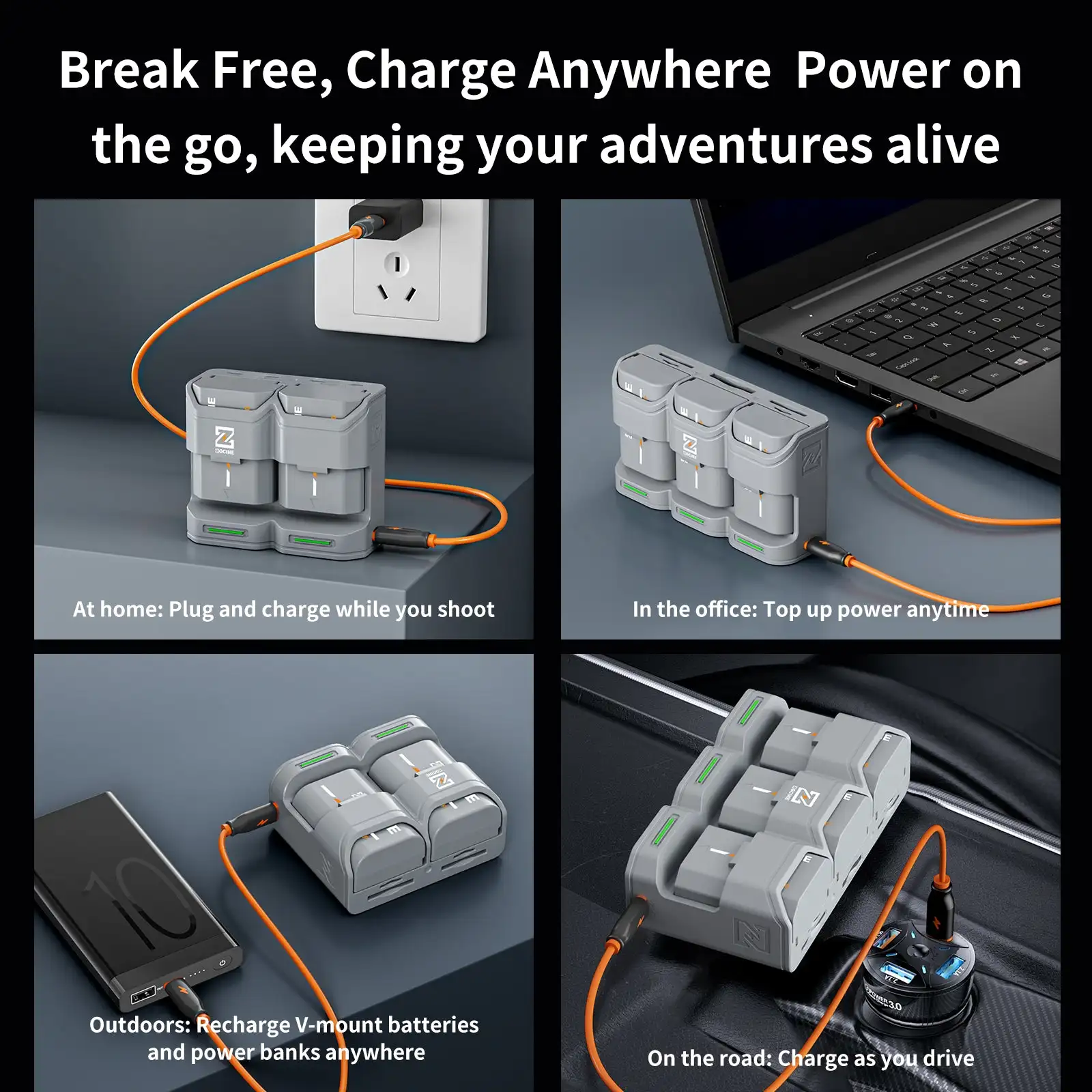 ZGCINE LPE6 Travel Charging Case with USB-C PD Battery Charger for Canon LPE6/E6NH/E6P Camera Battery view 6