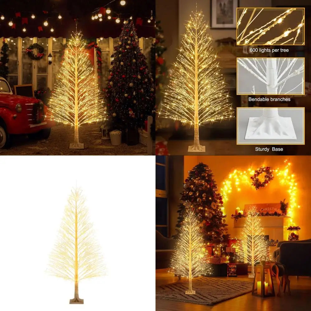 

600 LED 4ft Warm White Twinkle Birch Tree Artificial Christmas Decoration for Indoor/Outdoor Home Party