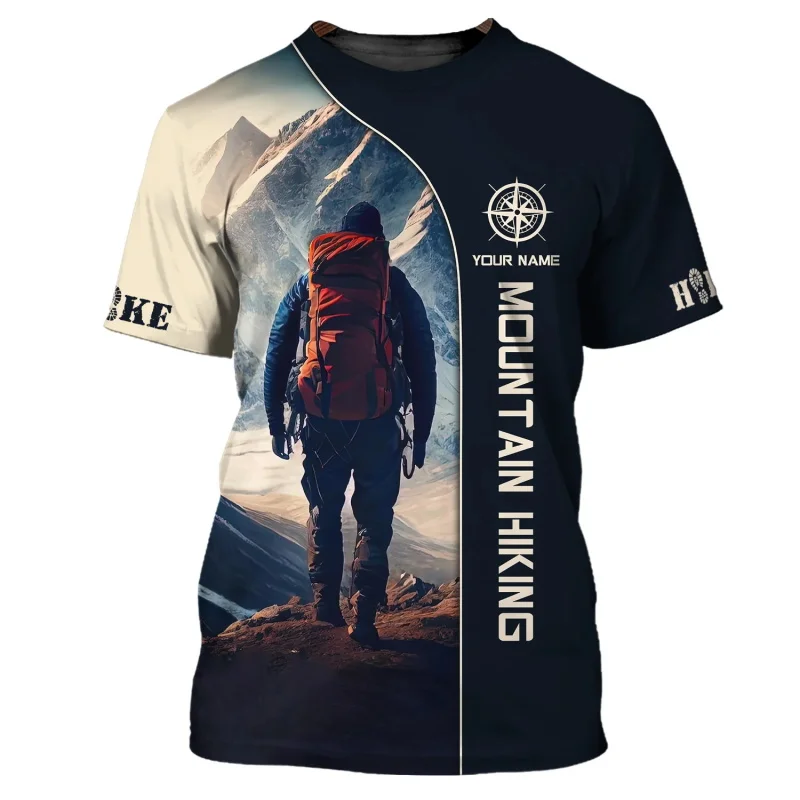 اسم مخصص المشي لمسافات طويلة الجبل التي شيرت للرجال اسم شخصي قصيرة الأكمام المشي لمسافات طويلة الجبلية تي شيرت هدية لمحبي المشي لمسافات طويلة #2