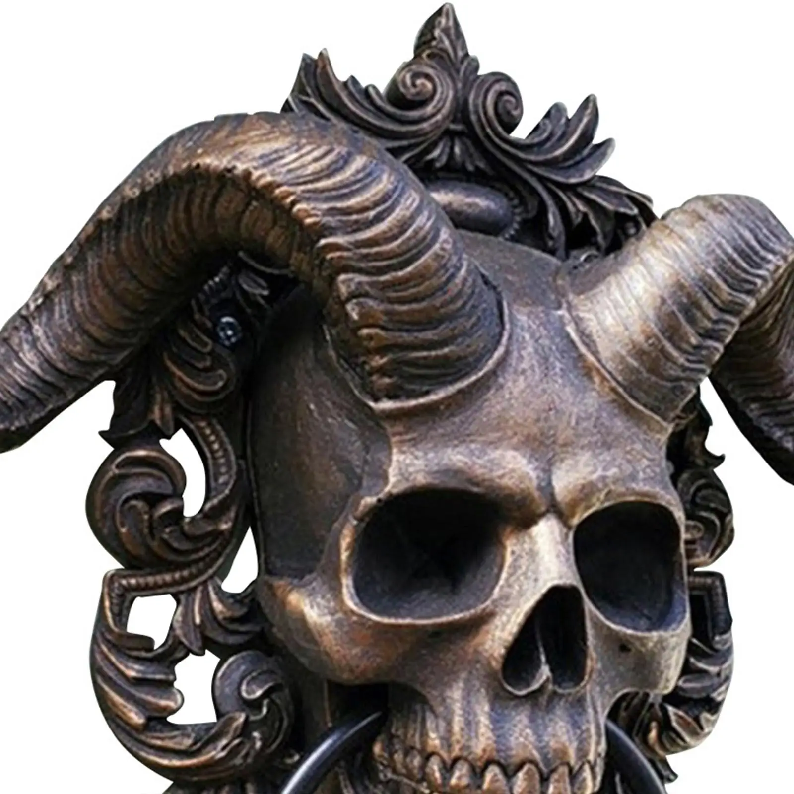 Animal Heads Decoration Wall Mount Resin Goat Skull Door Knocker Front Door Decorative Skull for Haunted Home Decor