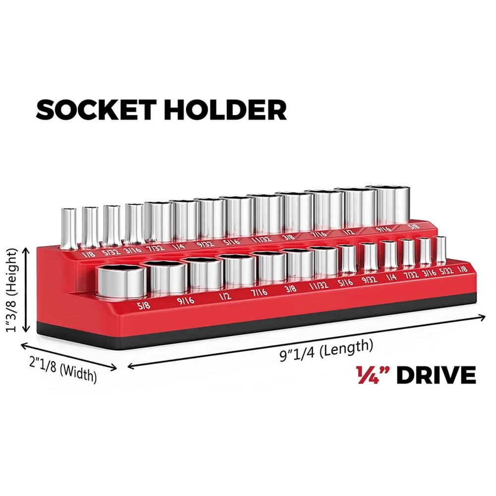 Socket Holder Socket Organizers 1/2 3/8 1/4 Drive Holds Organizer Magnetic For SAE Sockets Brand New High Quality