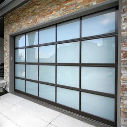 Automatic Garage Door, Customized Modern Folding Exterior Door with Transparent Glass Panel, Insulated Aluminum Frame with Motor