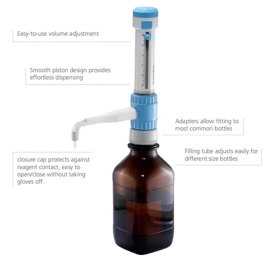 Liquid Dispensing Transfer Bottle Top Dispenser 0.5-50ml Glassware Bottle Dispenser Lab dosificador de liquidos