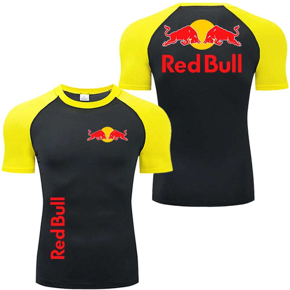 

The 2025 Summer Hit Multicolor Red Bull Logo Men's Summer Outdoor Sports Fitness T-shirt Racing Set And Team Red Bull Fitness
