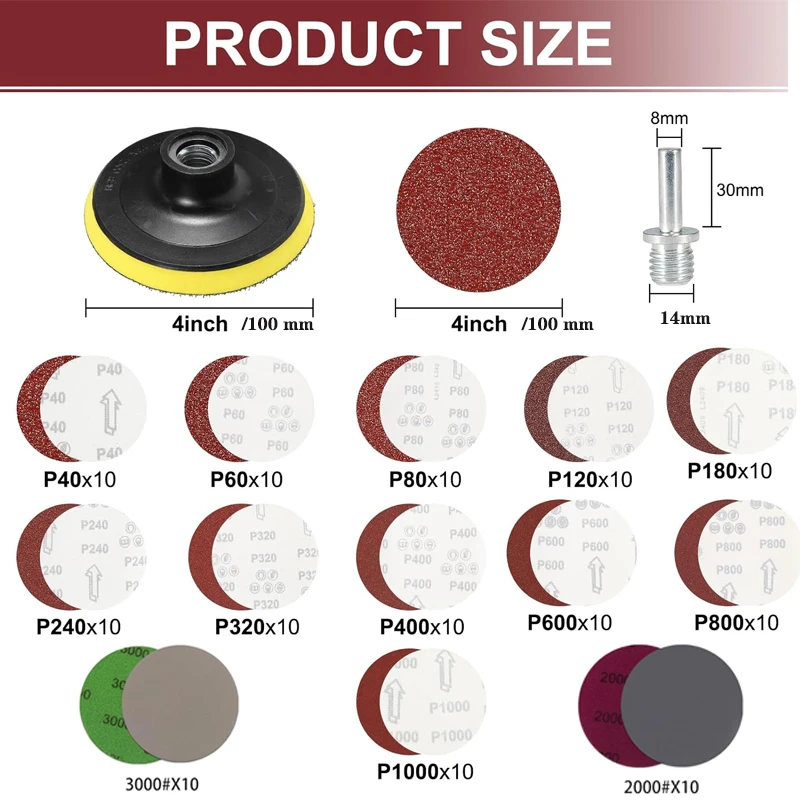 68 Pcs 4 Inch Red Sandpaper With Saning Pad Set For Sanding Polishing DIY  Wood Metal  Wall