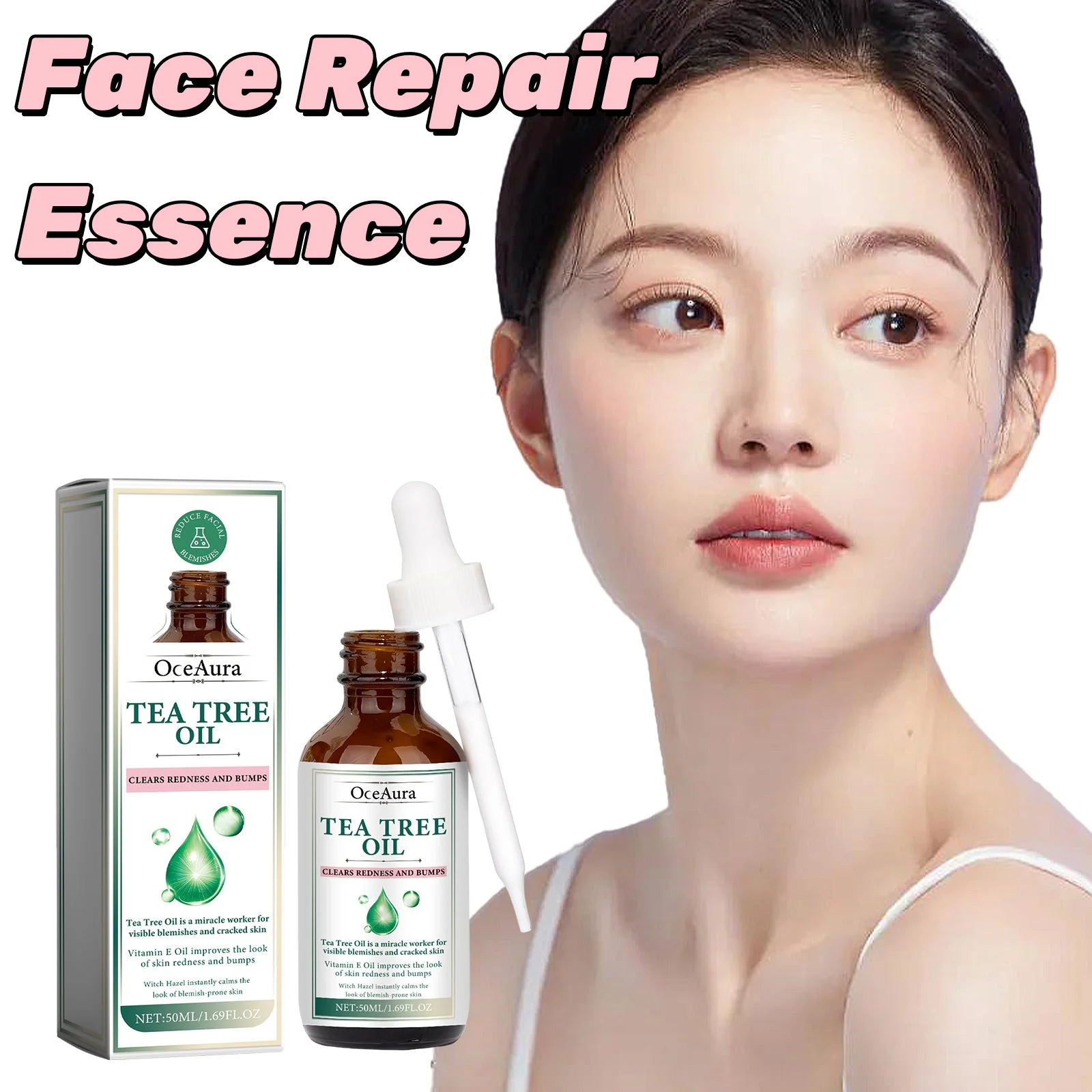 100% Natural Tea Tree Face Serum Purifying Oil Control Anti-Acne Serum Shrink Pores Calming Irritated Skin Facial Repair Essence