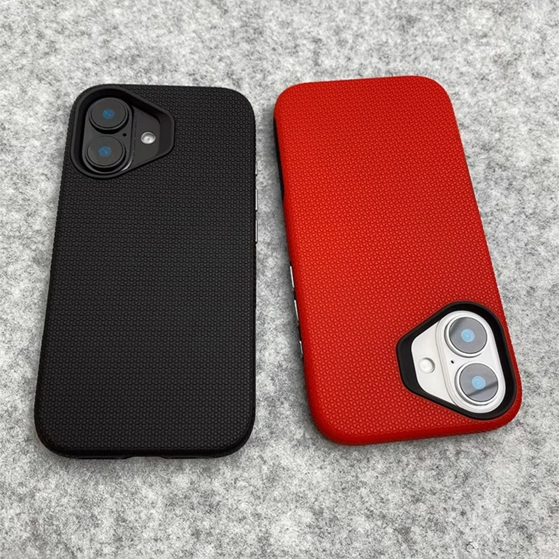 New Models 2 in 1 Grid Texture Phone Case for iPhone 17 Pro 15 16 pro max 14 13 12 Simple Anti slip Shockproof Phone Back Cover