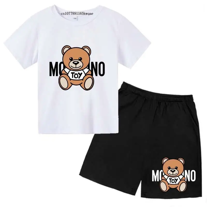 Children's bear Clothing Kids & Teen T-Shirt Set Summer Top + Shorts 2 Piece Set Short Sleeve Casual Fashion Boys Girls Kids Set