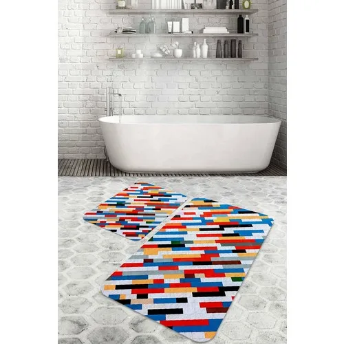 Bouquet Home 2'li Color Blog Suit Bath Mats and Toilet Seat Pad