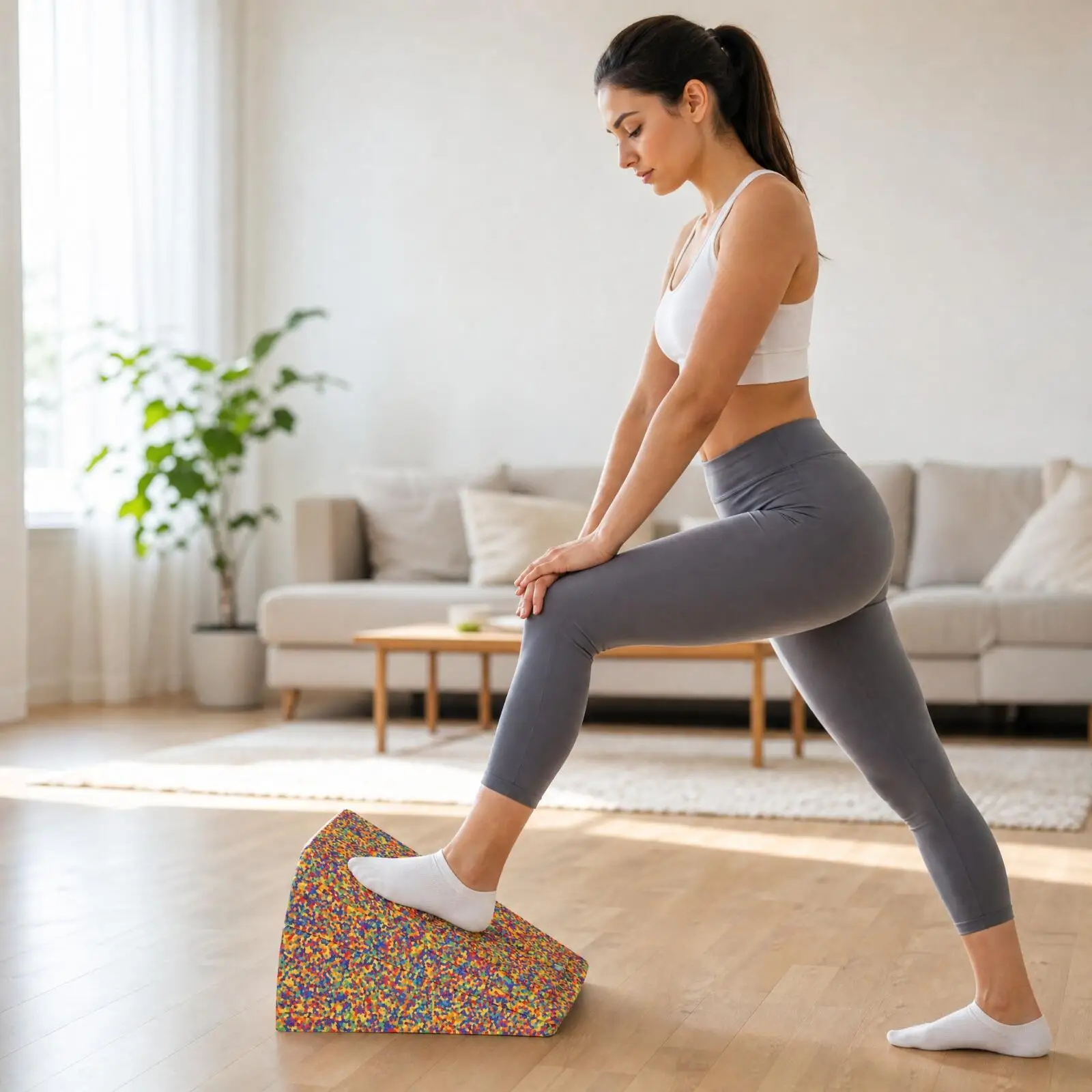 Non Slip Fitness Stretch Board for Heel Elevated Squats Ankle Range of Motion Exercise Equipment for Home