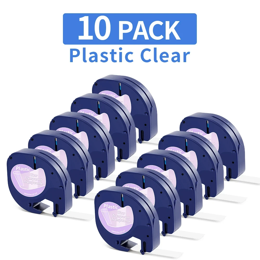 5PK 10PK Compatibele Dymo Tape 12mm Clear Tape Letratag Vullingen 12267 91331 91203 LT Tape Voor Dymo Label Machine LT-100H LT-100T