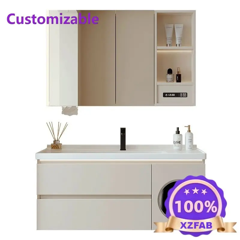 Factory Direct 2026 Toilet Bathroom Cabinet Washing Machine Beauty Mirror Cabinet Bathroom Set Wash Table