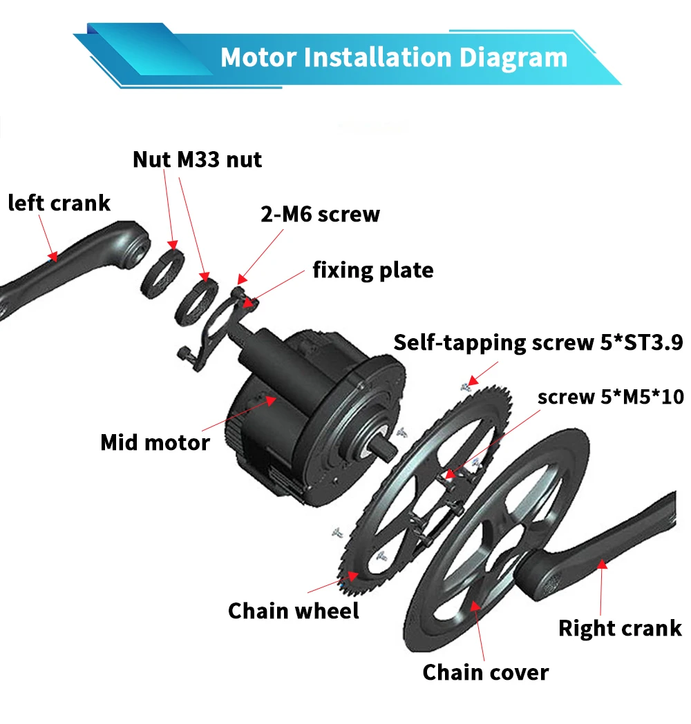 BAFANG 500W 48V BBS02B BBS02 Mid Drive Ebike Motor Kit Electric Bike Conversion Kit Electric Bike Motor Electric Engines 500W