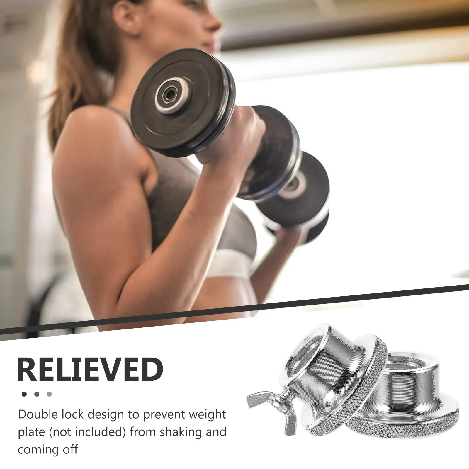 

2pcs 2.5Cm Anti-Slip Hex Nut Double Lock Solid Cast Iron Weight Plate Clamp For Barbell Dumbbell Lifting Fitness Screw