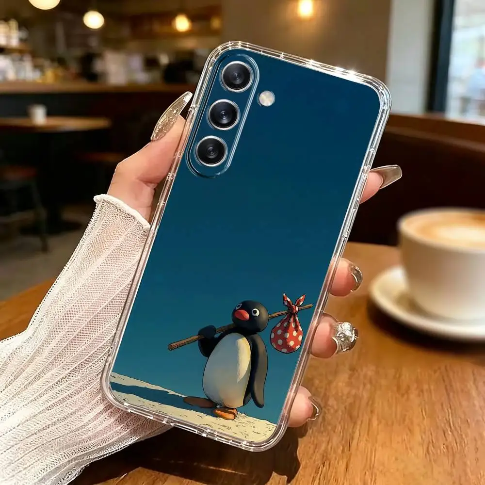 Cute Cartoon P-Pingu-es Penguin Phone Case For Samsung Galaxy A91,80,73,72 ,71,53,52,32 ,31,22,21s,20,Transparent Soft Case