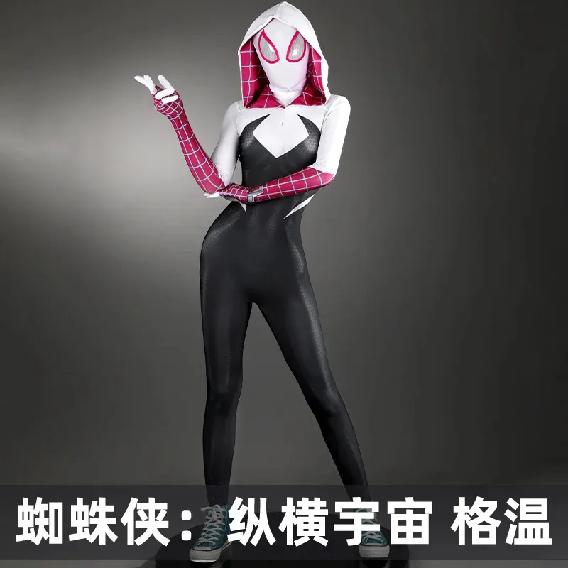 

DY20SpiderMan Across the Spider Verse Gwen Stacy Косплей Костюм 3D Печатный Супергерой Спандекс Боди Женщины Девушки Хэллоуин Co