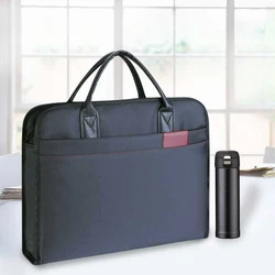 Maletín de tela Oxford para documentos de negocios para hombre, bolsa de mano con cremallera de gran capacidad, impermeable, maletín para conferencias