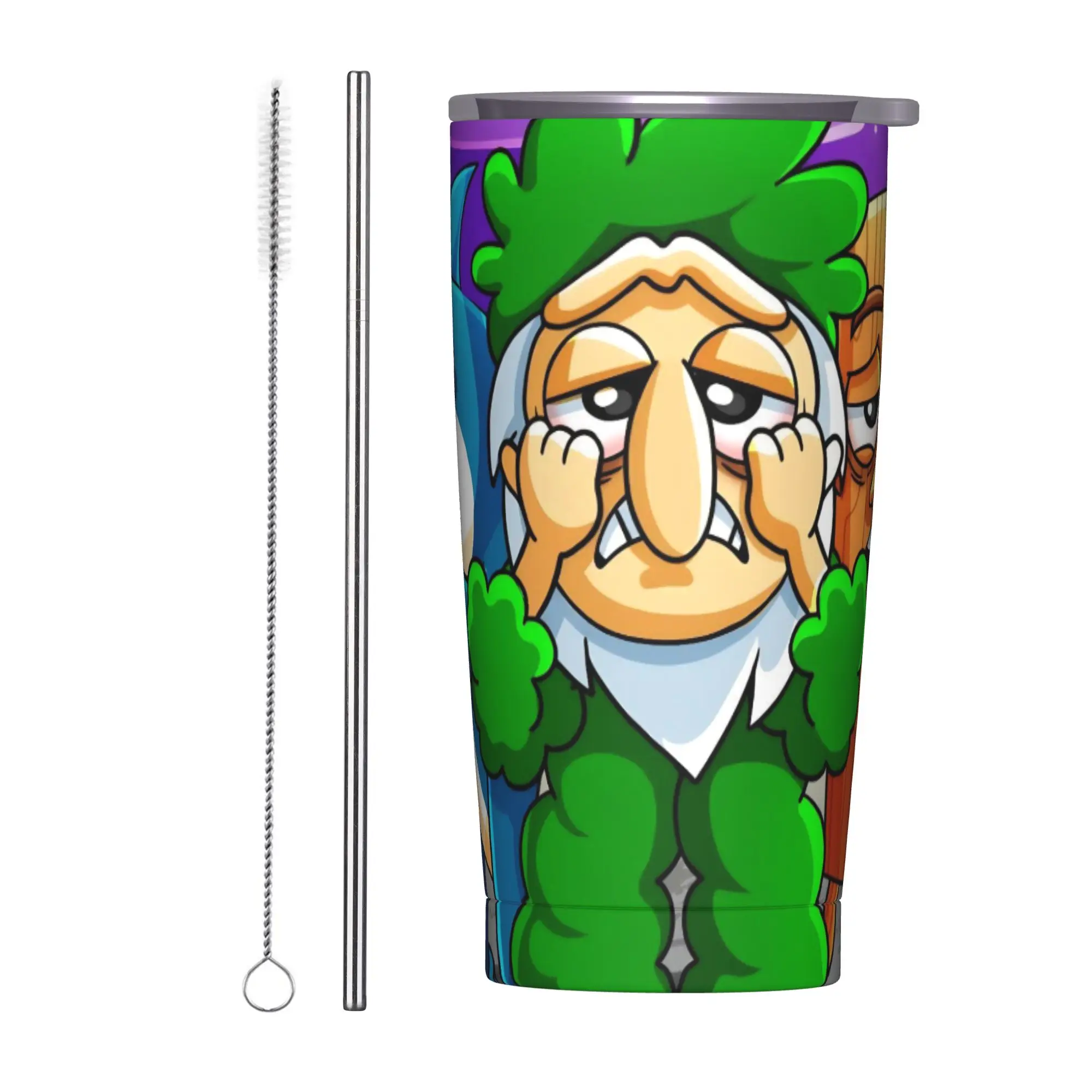 Italian Brainrot Cartoon Tumbler Vacuum Insulated Brr Brr Patapim Coffee Cups Stainless Steel Travel Mugs Water Bottle, 20oz