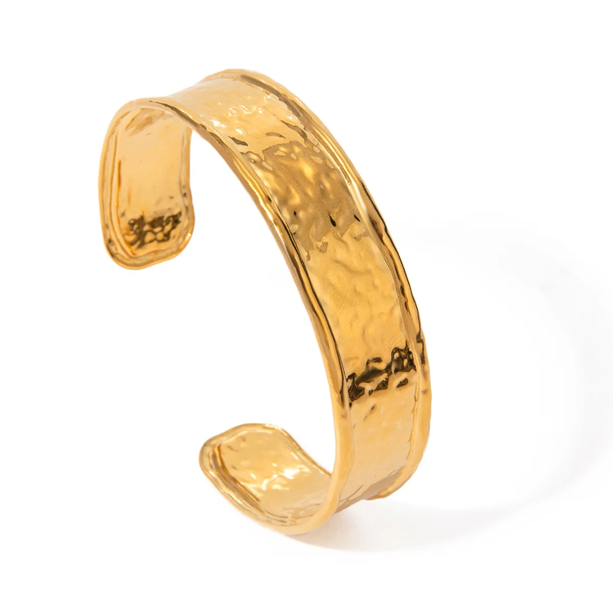 

Stainless Steel PVD 18K Gold Plated Tarnish Waterproof Wide Bangles For Woman Jewelry Wholesale INS