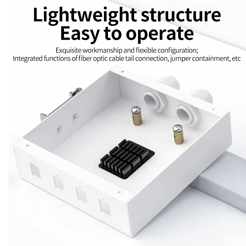 OUYSI-caja de terminales de fibra óptica de 4 puertos tipo riel industrial, instalación de riel de 35mm, SC/FC/SC/ST