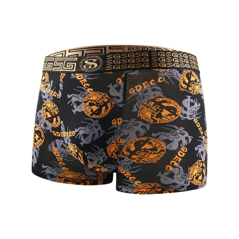 Men's Underwear ice non-trace antibacterial breathable quick dry trend printing summer boys thin style boxer briefs