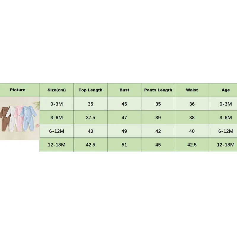 Newborn Baby Girl Pant Sets 2Pcs Fall Clothes Long Sleeve Ruffle Collar Bodysuit and Pants Set Infant Baby Clothing