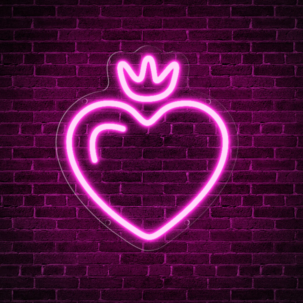 Charming Heart Crown LED Neon Sign USB Powered Perfect for Girls' Room Living Room Decor Birthday Valentine's Gift Wedding Lamp