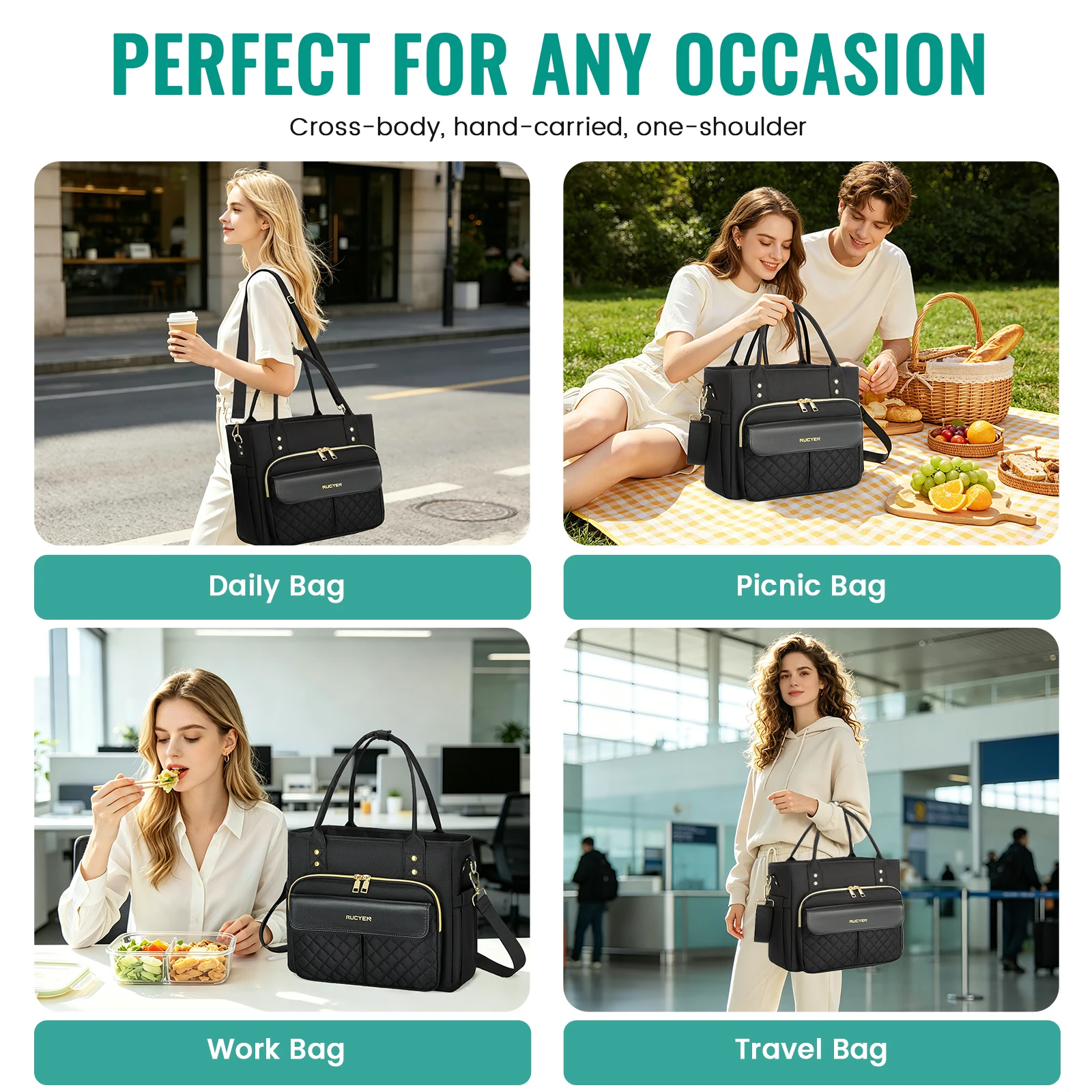 Lunch Tote Bag Thickened Aluminum Foil Insulation Lunch Ice Pack Picnic Food Hand-held with Storage Handbag Leak-proof Lunch Bag