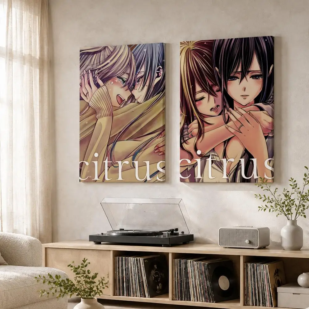 Japanese Anime C-Citrus Framed Wall Painting Wood Canvas Poster For Living Room Bedroom Hallway Office Home Decor Gift