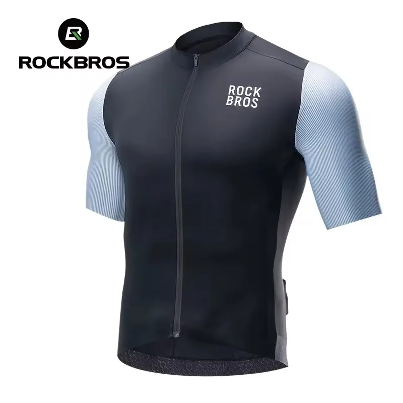 ROCKBROS Summer Cycling Jersey Men Short Sleeve Quick-dry Men\'s Bicycle Riding Shirts Pro Team 3D Cut MTB Road Bike Clothing