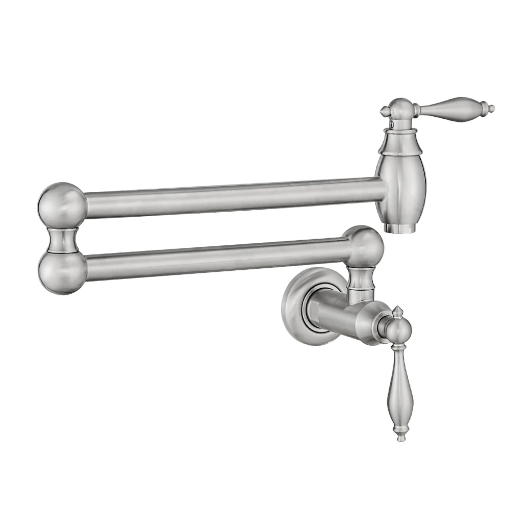 

Pot Filler,Wall Mount Commercial Pot Filler Faucet,Brass Material Kitchen Folding Faucet,Coffee Machine Faucet with Stretchable Double Joint Swing Arms,Style A,Brushed Nickel