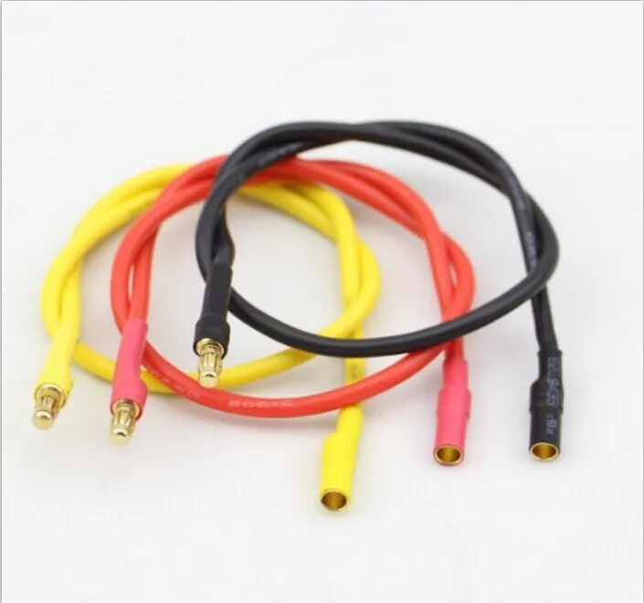 10 peças 16awg 300mm fios de extensão de plugue banana 3.5mm conector de bala banhado a ouro plástico para avião rc drone motor sem escova e