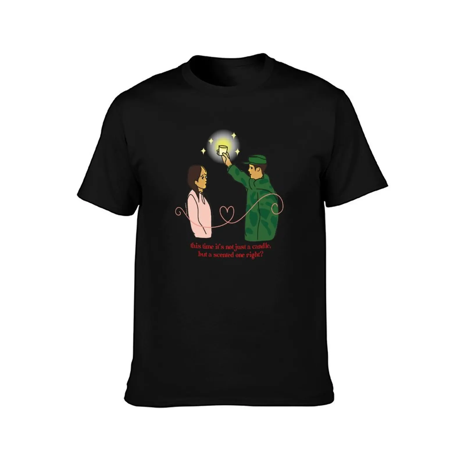 Candle scene from CLOY k-drama Crash Landing Gift Yoon Seri Ri Ri Jeong Hyeok Love Drawing Line Art T-Shirt