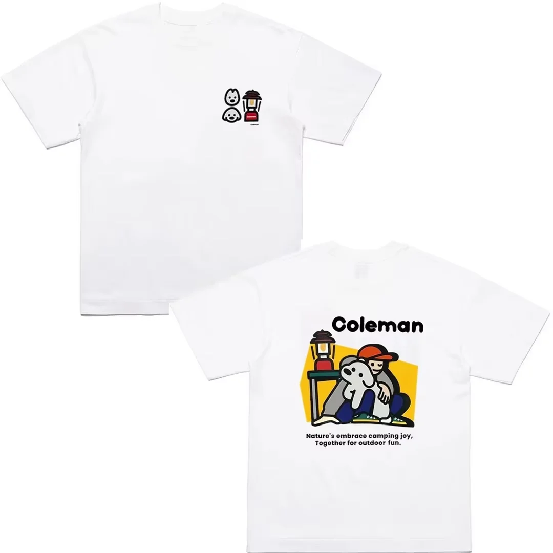 2026 New Men Leisure Loose Short Sleeve T-shirt, Summer Outdoor Camping Theme Graphic Print, Casual Streetwear Daily Fashion Top