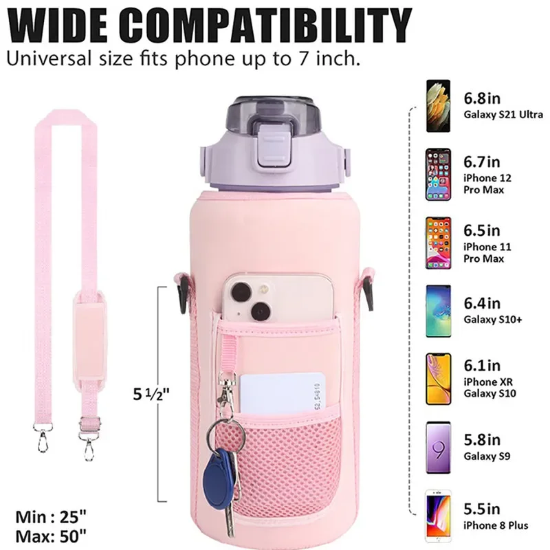 2L Water Bottle Cover Insulator Sleeve Bag Tumbler Bottle Case Bag with Strap Portable for Camping Outdoor Sports Drinkware Bag