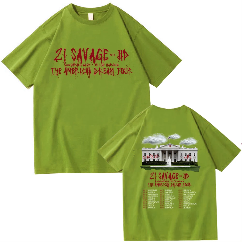 21 Savage The American Dream Tour 2024 T-shirt O-Neck Short Sleeve Shirts Fans Gift