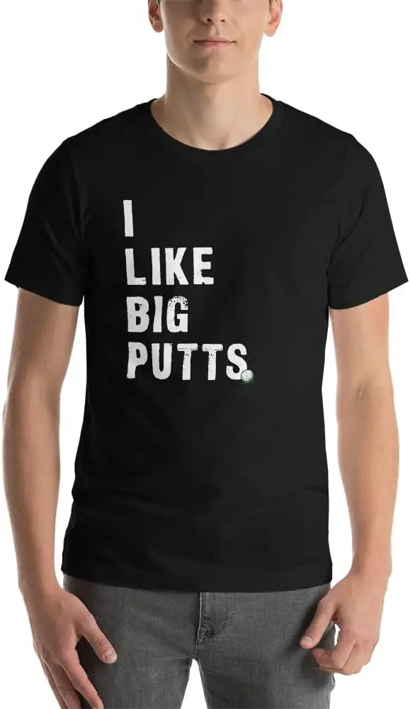 Funny Mens Golf, Short-Sleeve Unisex T-Shirt, Golf Joke Tee About Big Putts. Golf Ball with Shadow, Gift for Golfer