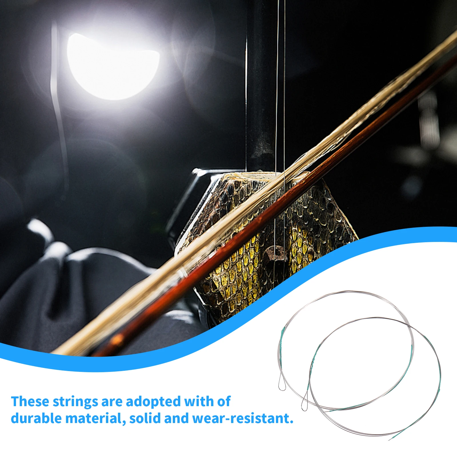

2 Pcs Erhu String Set Strings Excellent Craftsmanship Durable Parts Light Replacement Accessories Metal