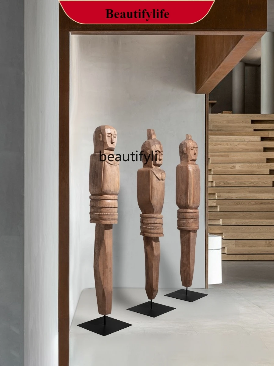 

F132 Wood Carving Abstract Figure Sculpture Artwork Hotel Hallway Aisle Corridor Floor Ornaments Decorations